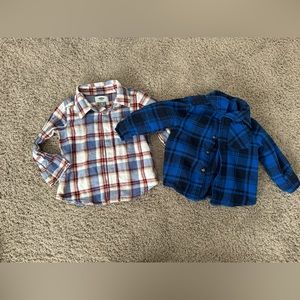 Set of 2, 2T toddler boy flannel button-ups
